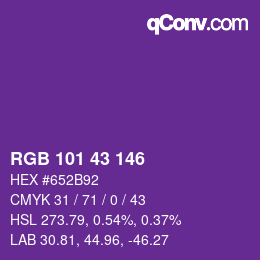 Código de color: RGB 101 43 146 | qconv.com