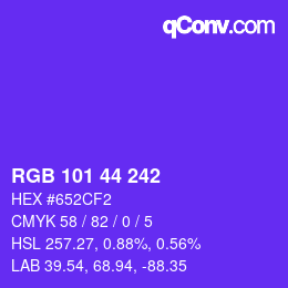 颜色代码: RGB 101 44 242 | qconv.com