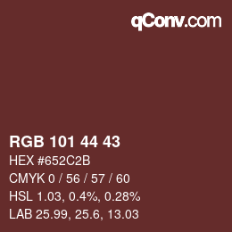 Color code: RGB 101 44 43 | qconv.com