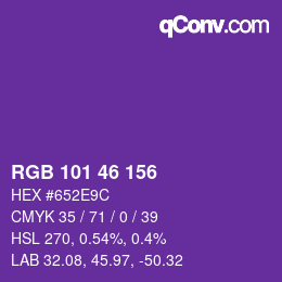 カラーコード: RGB 101 46 156 | qconv.com