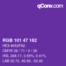 Color code: RGB 101 47 162 | qconv.com