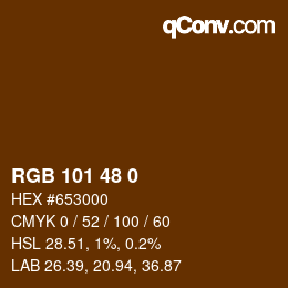 Color code: RGB 101 48 0 | qconv.com