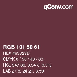 Color code: RGB 101 50 61 | qconv.com