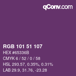 Color code: RGB 101 51 107 | qconv.com