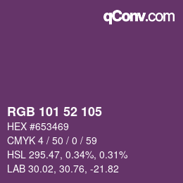 Color code: RGB 101 52 105 | qconv.com