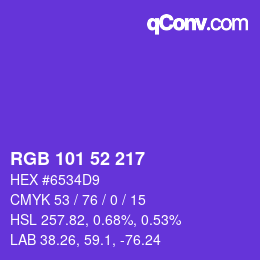 Color code: RGB 101 52 217 | qconv.com