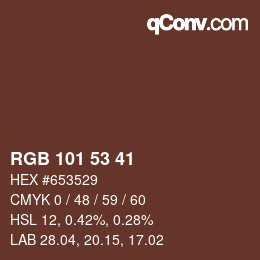 Color code: RGB 101 53 41 | qconv.com