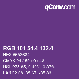 カラーコード: RGB 101 54.4 132.4 | qconv.com