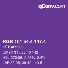 カラーコード: RGB 101 54.4 147.4 | qconv.com