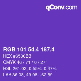 カラーコード: RGB 101 54.4 187.4 | qconv.com