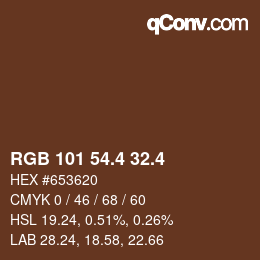 カラーコード: RGB 101 54.4 32.4 | qconv.com