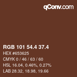 カラーコード: RGB 101 54.4 37.4 | qconv.com
