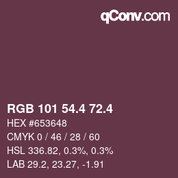 カラーコード: RGB 101 54.4 72.4 | qconv.com