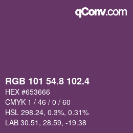 カラーコード: RGB 101 54.8 102.4 | qconv.com
