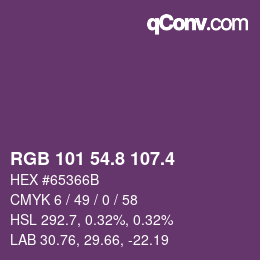 カラーコード: RGB 101 54.8 107.4 | qconv.com