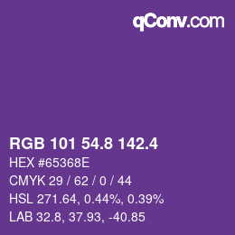 カラーコード: RGB 101 54.8 142.4 | qconv.com