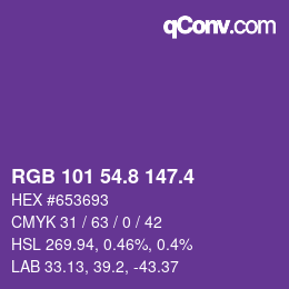 カラーコード: RGB 101 54.8 147.4 | qconv.com