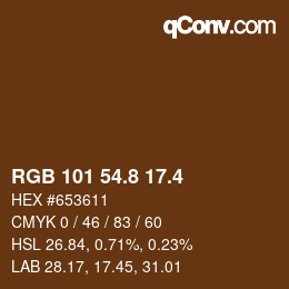 カラーコード: RGB 101 54.8 17.4 | qconv.com