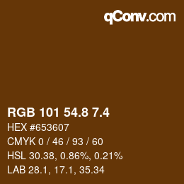 カラーコード: RGB 101 54.8 7.4 | qconv.com