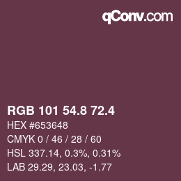 カラーコード: RGB 101 54.8 72.4 | qconv.com