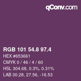 カラーコード: RGB 101 54.8 97.4 | qconv.com