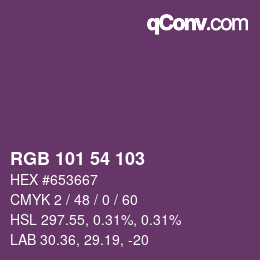 Color code: RGB 101 54 103 | qconv.com