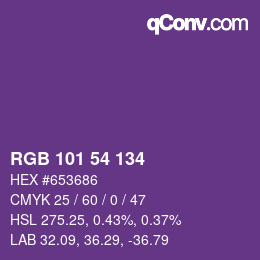 Color code: RGB 101 54 134 | qconv.com