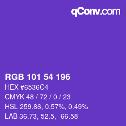 Color code: RGB 101 54 196 | qconv.com