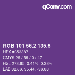 カラーコード: RGB 101 56.2 135.6 | qconv.com