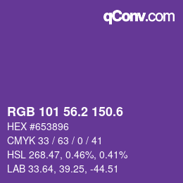 カラーコード: RGB 101 56.2 150.6 | qconv.com