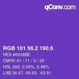 カラーコード: RGB 101 56.2 190.6 | qconv.com