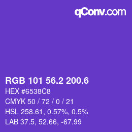 カラーコード: RGB 101 56.2 200.6 | qconv.com