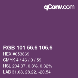 カラーコード: RGB 101 56.6 105.6 | qconv.com