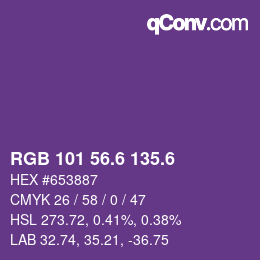 カラーコード: RGB 101 56.6 135.6 | qconv.com