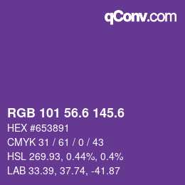 カラーコード: RGB 101 56.6 145.6 | qconv.com