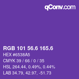 カラーコード: RGB 101 56.6 165.6 | qconv.com