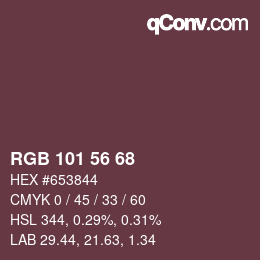 Color code: RGB 101 56 68 | qconv.com