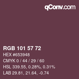 Color code: RGB 101 57 72 | qconv.com