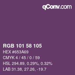 颜色代码: RGB 101 58 105 | qconv.com