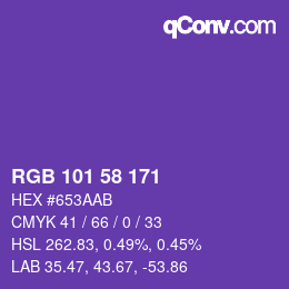 颜色代码: RGB 101 58 171 | qconv.com