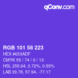 Color code: RGB 101 58 223 | qconv.com