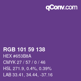 Color code: RGB 101 59 138 | qconv.com