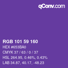 Color code: RGB 101 59 160 | qconv.com