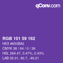 Color code: RGB 101 59 162 | qconv.com