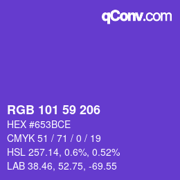 Color code: RGB 101 59 206 | qconv.com