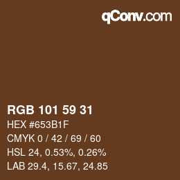 颜色代码: RGB 101 59 31 | qconv.com