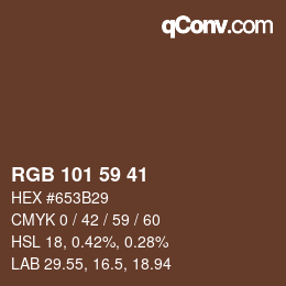 Color code: RGB 101 59 41 | qconv.com