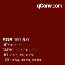Color code: RGB 101 5 0 | qconv.com