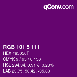 Color code: RGB 101 5 111 | qconv.com