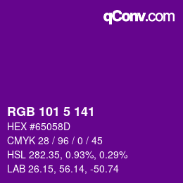 Código de color: RGB 101 5 141 | qconv.com